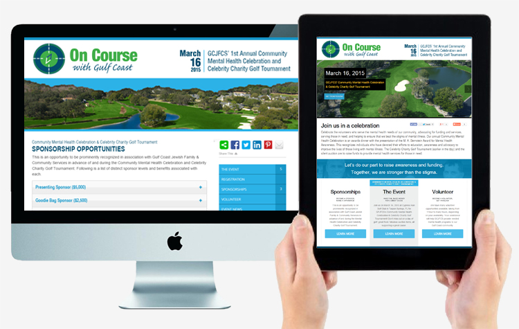 CauseRoar Web Developmment Gulf Coast Jewish Family & Community Services Charity Golf Tournament Website